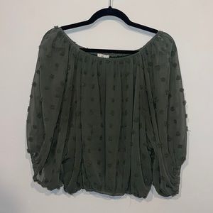 Green Pom Blouse
